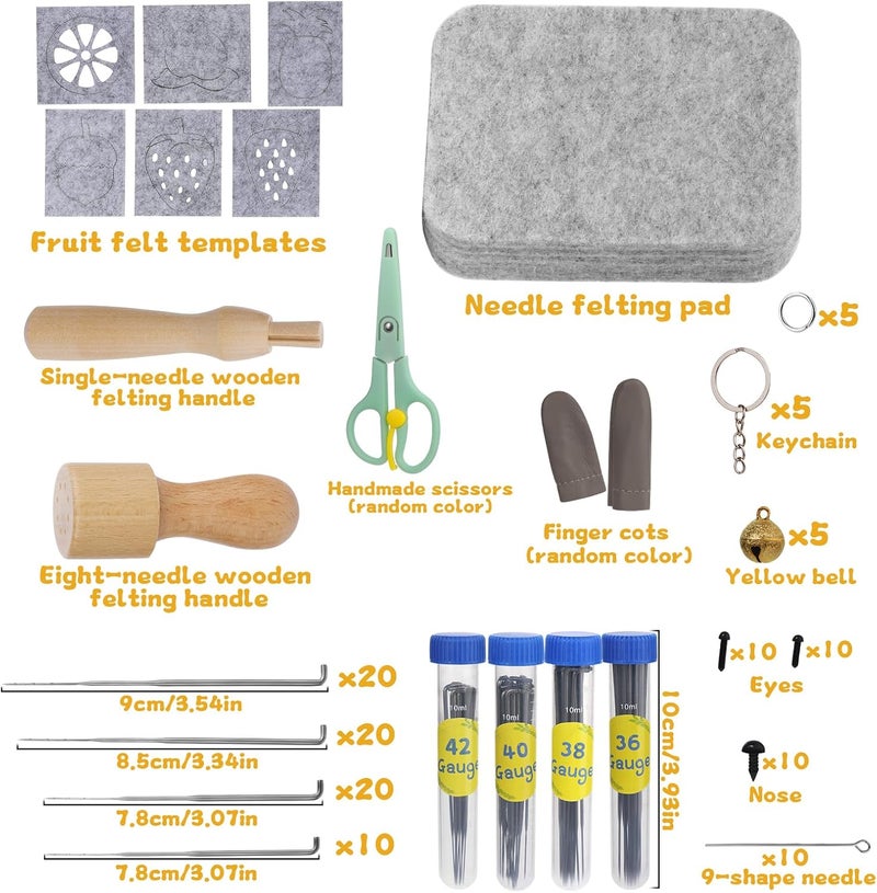 SOCNITC 20 Colors Needle Felting Kits for Beginners, Needle Supplies Kits with Tools,Wool Roving Set, Needle Felting Tools Kit with Needles, Felting Pad for DIY Handcrafts Decoration - Image 2